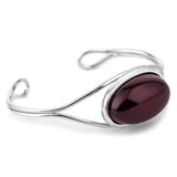 Handmade Statement Contemporary Style Bracelet in Silver and Baltic Cherry Amber