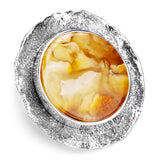 Epic Statement Round Sterling Silver & Natural Amber Ring