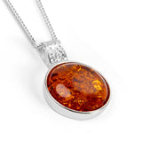 Perfect Circle Baltic Amber Necklace in Sterling Silver