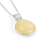 Perfect Circle Baltic Milky Amber Necklace in Sterling Silver