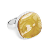 One of Kind Raw Baltic Amber and Silver Ring
