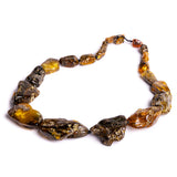 Dark & Raw Earth Elegance – Big Nugget Natural Baltic Amber Statement Necklace (Long)