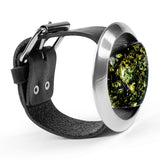 Wild Green Amber : Handmade Statement Nugget Leather Bracelet