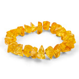 Organic Lemon Amber Stretch Bracelet in Silver