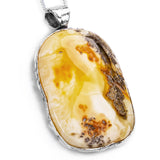 Celestial ALL-MIGHTY Raw Natural White Baltic Amber Necklace in Solid Silver