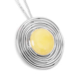 'Enchanted Amber Vortex' Raw Milky Baltic Amber Necklace in Sterling Silver
