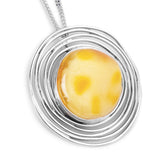 'Milky Way' Raw Golden Baltic Amber Necklace in Sterling Silver