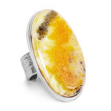 'Raw Power' Milky Baltic Amber Statement Ring & Solid Silver