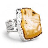 'True Soul' Statement Ring in Milky Baltic Amber & 925 Solid Sterling Silver