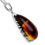 Remarkable Cherry Baltic Amber and Silver Necklace - Natural Designer Gemstone