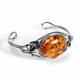 Handmade Statement Vintage Style Bracelet in Silver and Baltic Amber