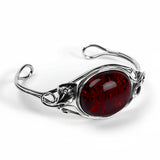 Handmade Statement Vintage Style Bracelet in Silver and Baltic Cherry Amber