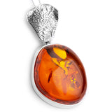 Intricate Baltic Amber and Silver Necklace - Natural Designer Gemstone