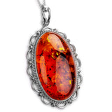 Vintage Style Baltic Amber and Silver Necklace - Natural Designer Gemstone