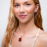 Timeless Amber and Silver Necklace - Natural Designer Gemstone