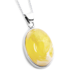 Cloud in the Sky: Timeless Milky Amber and Silver Necklace