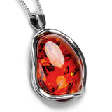 Contemporary Amber and Silver Necklace - Natural Designer Gemstone