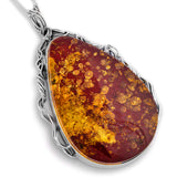 Magnificent Royal Amber and Silver Necklace - Natural Designer Gemstone