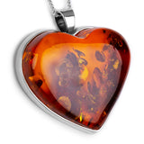 Extraordinary 'One Of a Kind' Heart Amber and Silver Necklace - Natural Designer Gemstone