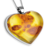 Lemon Amber and Silver Heart Necklace - Natural Designer Gemstone