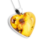 Natural Beauty Amber and Silver Heart Necklace - Natural Designer Gemstone