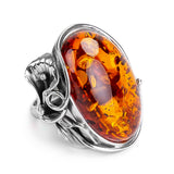 Handmade Baltic Amber and Silver Ring - Natural Designer Gemstone