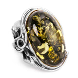 Handmade Baltic Amber and Silver Ring - Natural Designer Gemstone