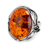Handmade Baltic Cognac Amber and Silver Ring - Natural Designer Gemstone