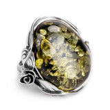 Handmade Baltic Cognac Amber and Silver Ring - Natural Designer Gemstone