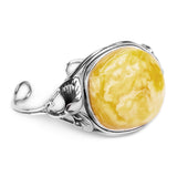 Artisan-Crafted Statement Bracelet in Silver with Milky Baltic Amber