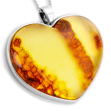 'One Of Kind' Lemon Amber and Silver Heart Necklace - Natural Designer Gemstone
