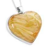 Enchanted Milky Way : 3D Baltic Amber and Silver Heart Necklace