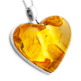 Fabulous 3D Baltic Amber and Silver Heart Necklace