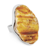 Unspoiled Raw Baltic Amber and Silver Ring - Natural Designer Gemstone