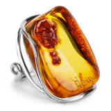 Rare BOLD Lemon Baltic Amber Ring in Silver