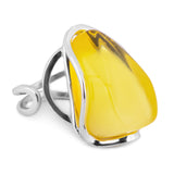 Rare Baltic Lemon Amber Ring - Natural Designer Gemstone