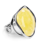 Rare Baltic Lemon Amber Ring - Natural Designer Gemstone
