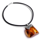 Phenomenal Unisex Baltic Amber and Silver Necklace - Natural Designer Gemstone