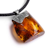 Phenomenal Unisex Baltic Amber and Silver Necklace - Natural Designer Gemstone
