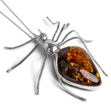 Monumental Handmade Spider Baltic Amber and Silver Necklace - Natural Designer Gemstone