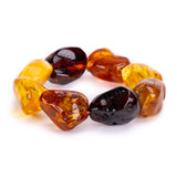Golden Echoes: Big Natural Baltic Amber Nugget Stretch Beads Bracelet