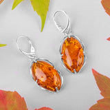 Nugget Drop Earrings in Silver and Amber