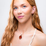 Contemporary Amber and Silver Necklace - Natural Designer Gemstone