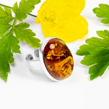 Handmade Baltic Amber Statement Ring - Natural Designer Gemstone