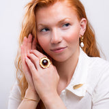 Epic Round Sterling Silver with 24ct Gold & Cherry Amber