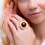 Epic Round Sterling Silver with 24ct Gold & Cherry Amber