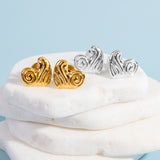 Fancy Heart Stud Earrings in Sterling Silver