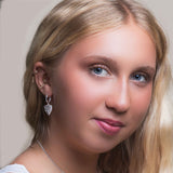 Textured Heart Hoop Earrings Sterling Silver