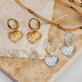 Textured Heart Hoop Earrings Sterling Silver with 24ct Gold