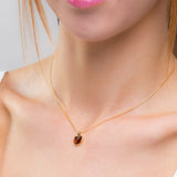 Sweet Heart Necklace in Silver with 24ct Gold and Amber